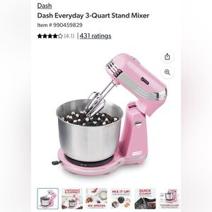 Stand mixer. New in box. Includes beaters, dough hooks, instructions and recipes